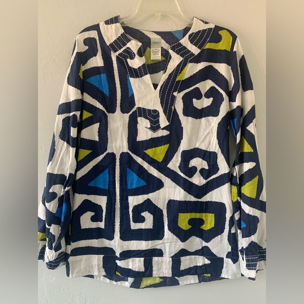 Craig Taylor Trixie Tunic Summer Shirt S Multicolor Aztec Print Egyptian Cotton
